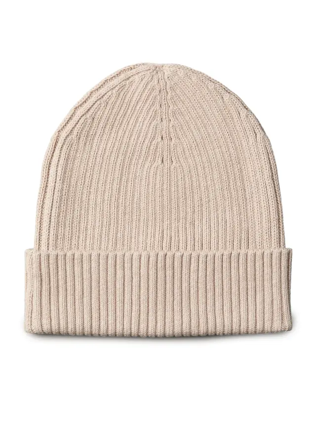 Calvin Klein Patch Chunky Rib Cotton Beanie Σκούφος Μπεζ 2