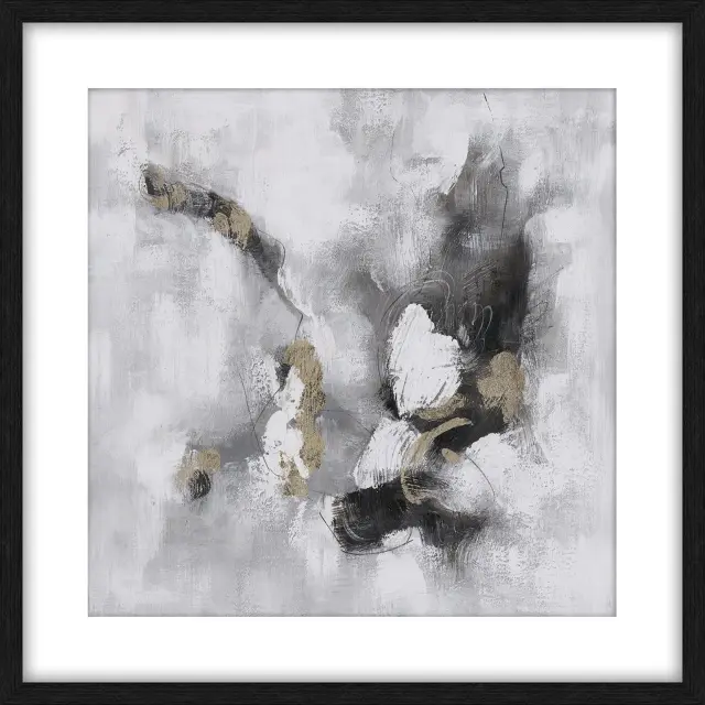 Πίνακας τοίχου Obraz GRANITE 105‑9774 80x80 minimal wall art Άσπρο Γκρί Μαύρο Χρυσό