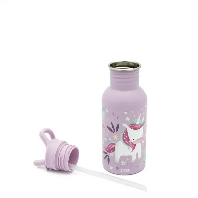 Sassi Ανοξείδωτο Παγούρι με Καλαμάκι 500ml Sparkly The Unicorn 2