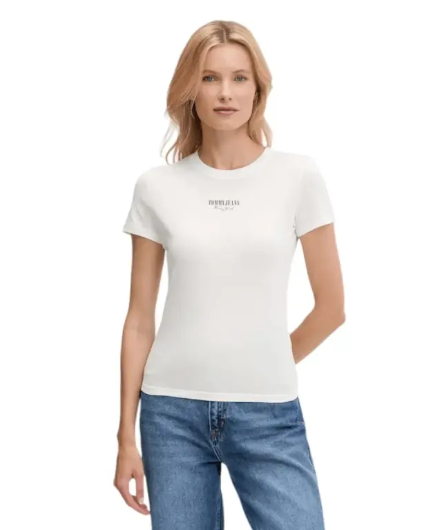 Tommy Hilfiger - Γυναικείο T-shirt Essential Logo2 Slim Fit DW0DW20913-YBL Λευκό - XL