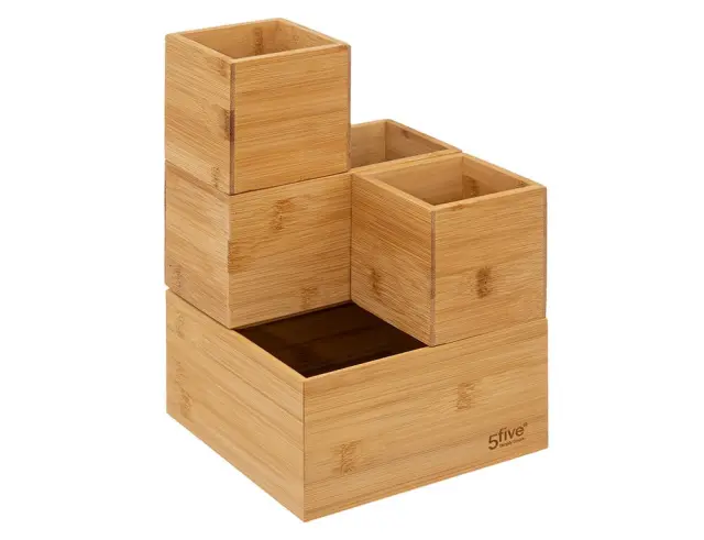 Σετ Κουτί Οργάνωσης Make up 5five από Ξύλο Bamboo - Απόχρωση Ξύλου - 4 τεμάχια 174755 3