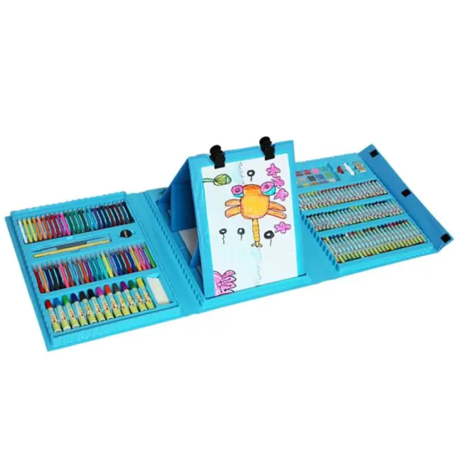 Painting Box Σετ Ζωγραφικής Με Μαρκαδόρους, Ξυλομπογιές κ.α 176τμχ Με Αναδιπλούμενο Stand για Ζωγραφική Μπλε