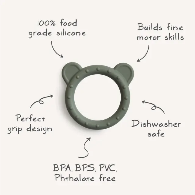 Mushie Teether Μασητικό Σιλικόνης - Bear - Dried Thyme 2