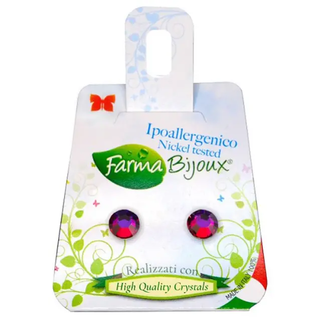 Farma Bijoux Σκουλαρίκια Xirius Ιριδίζων Μωβ Κρύσταλλο 6,3mm