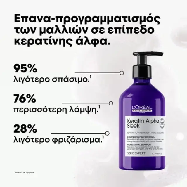 Serie Expert Keratin Alpha Sleek Professional Shampoo Για Λείανση 500ml 2