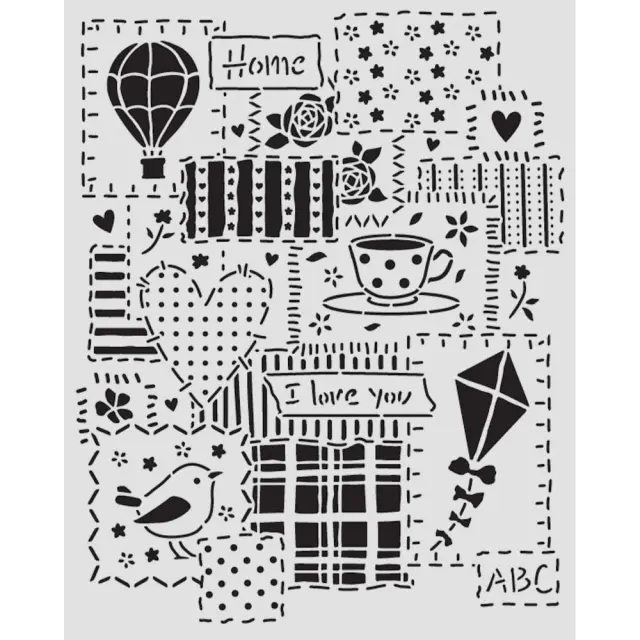Thick Stencil Stamperia 20x25cm, Family, Patchwork