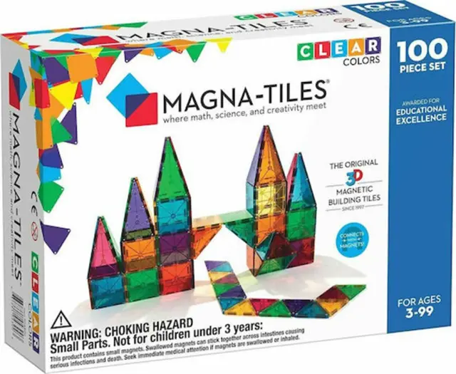 Magna-Tiles Μαγνητικό Παιχνίδι Μαγνητικά Πλακίδια Clear Colors 100 Κομμάτια για 3+ ετών 04300