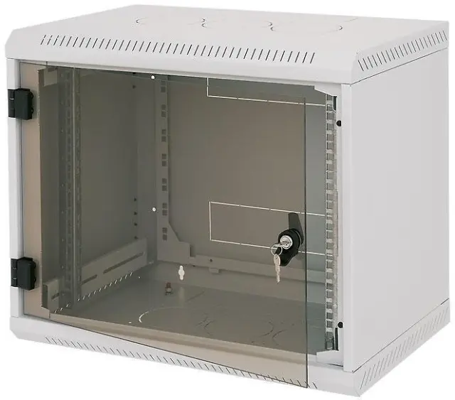 Triton 19" single-section rack 9U/600mm glass door, grey
