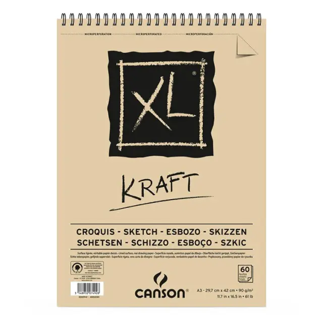 Μπλοκ Canson XL Kraft (Χαρτί Κραφτ) 90g/m² - A3 29.7x42cm - 60 Φύλλα