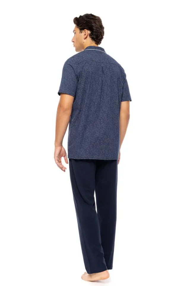 Ανδρική Πυτζάμα με κουμπιά S-M571 Deep Blue Τύπος Ulisse - M 3