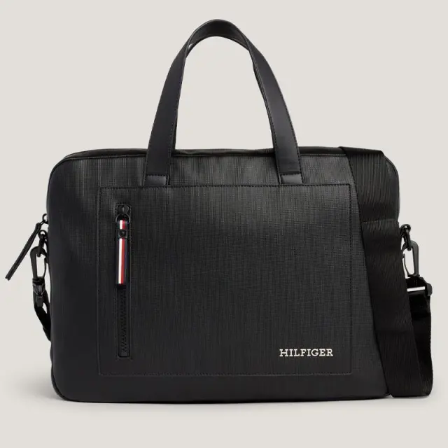 Tommy Hilfiger - Ανδρική Τσάντα Χαρτοφύλακας Pique Slim AM0AM11784-BDS Μαύρο