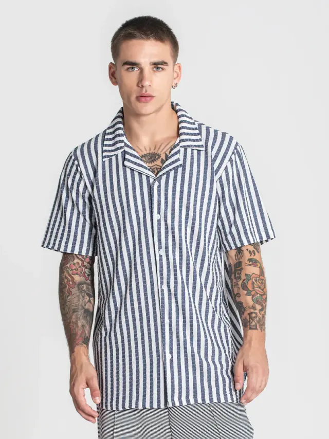 Gianni Kavanagh Ανδρικό NAUTIC Πουκάμισο Κοντομάνικο – Blue / White - S