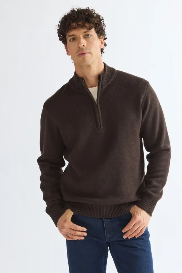 Wrangler Ανδρικό Πλεκτό με Φερμουάρ 112387647 - Chocolate Torte - XXL