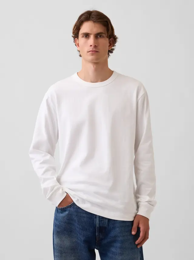 Ανδρική Μπλούζα Heavyweight Relaxed Γραμμής Fresh white