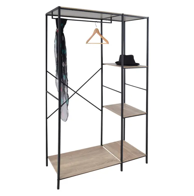 Ντουλάπα Ανοιχτή Μαύρο Ξύλο/Μέταλλο 90x41x167cm Ankor 3