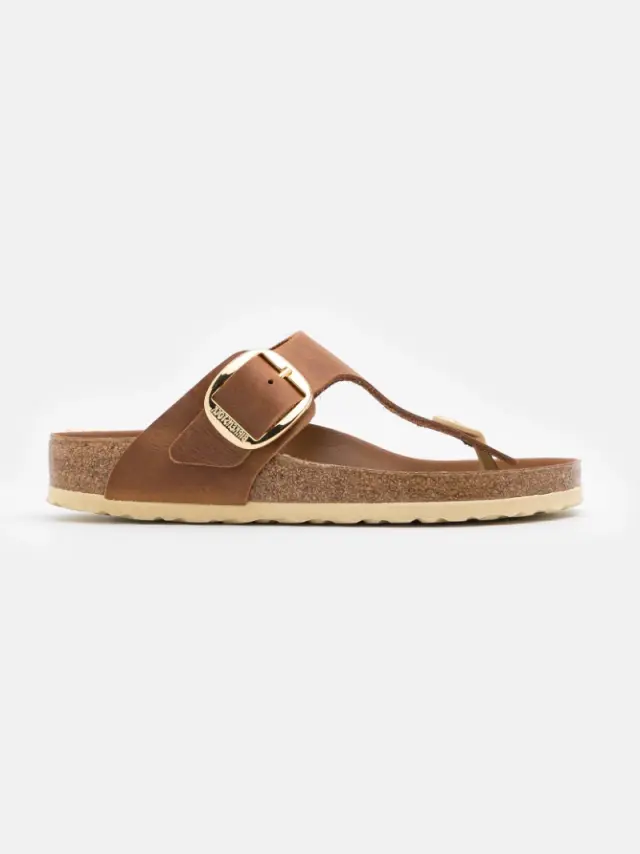 Birkenstock Πέδιλα Γυναικείο δέρμα Oiled Καφέ BIR/GIZEH BIG BUCKLE 1018745 COGNAC 3