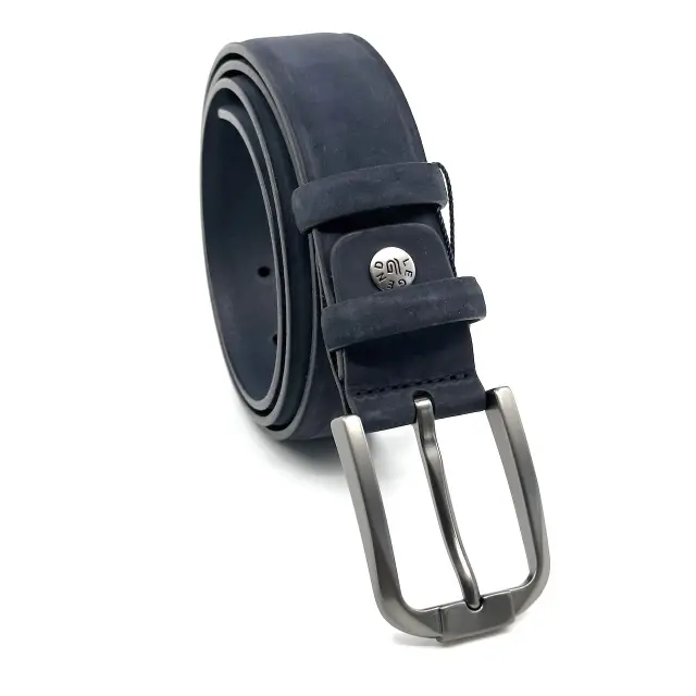 Μπλε Δερμάτινη Ζώνη Nubuck 3,5 cm 3