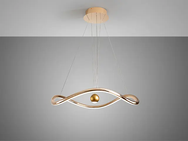 ROMINA Κρεμαστό Φωτιστικό LED Χρυσό Γυαλιστερό Ø78 cm Dimmable με Τηλεχειριστήριο