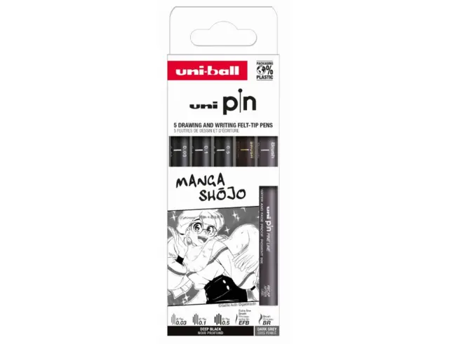Μαρκαδόροι Σχεδίου Manga Shojo Uni PIN-200 0.03/0.1/0.5/EFB/BR - 5 τεμάχιαPIN-200 5P ASP016
