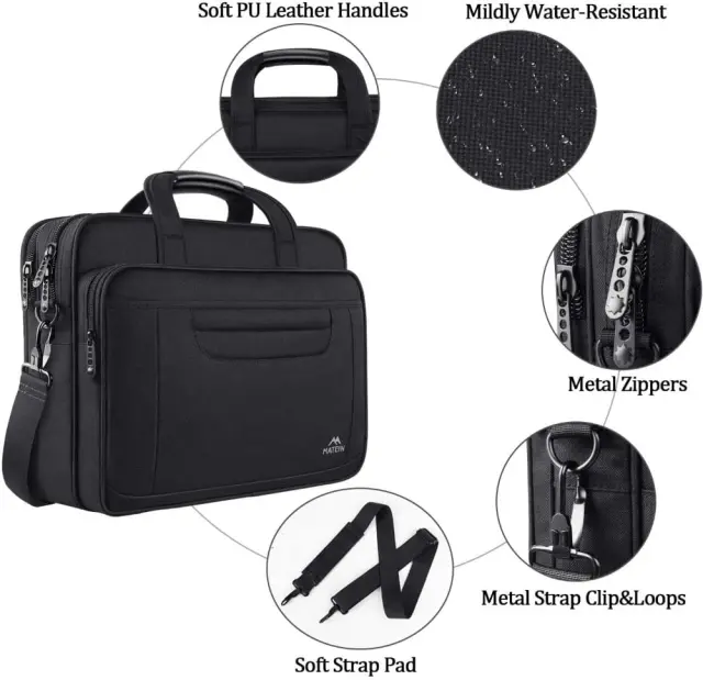 Υφασμάτινος Χαρτοφύλακας Matein 15,6 laptop 12L 1106 μαύρο - One Size 3