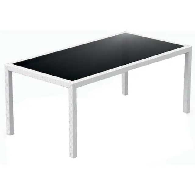 Τραπέζι TAHITI Λευκό PP/Τζάμι 180x94x75cm