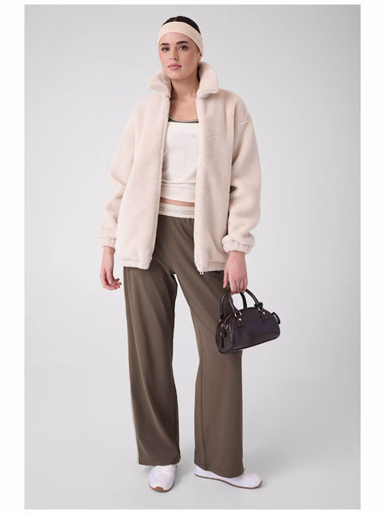 Guess Athleisure Γυναικείο Μπουφάν Εκρού Κρεμ - XS 3