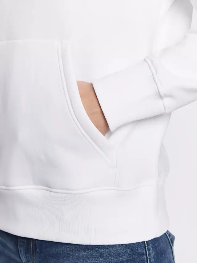 Calvin Klein - Ανδρικό Φούτερ με Κουκούλα και Τσέπες Institutional J30J322894-YAF Λευκό - XL 3