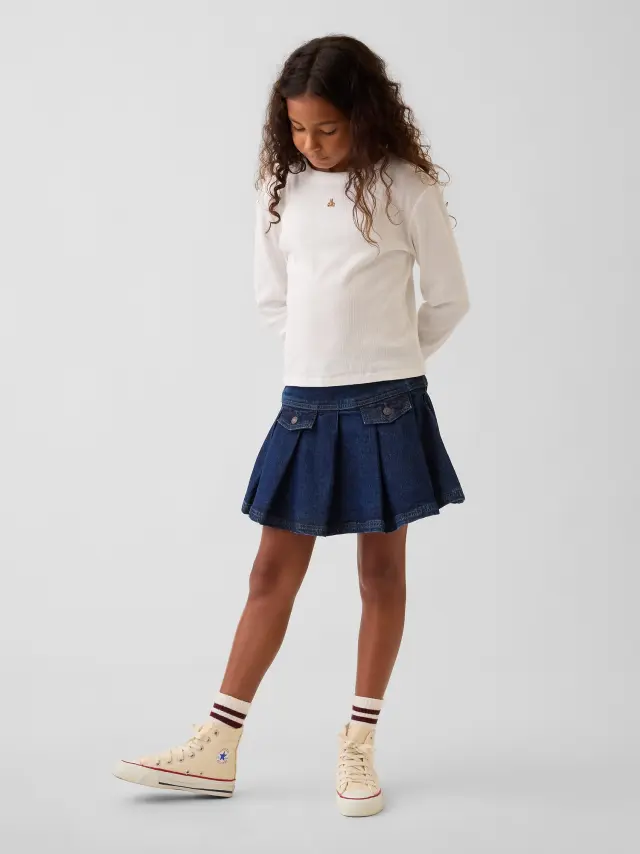Παιδική Τζιν Φούστα Mini με Πιέτες Medium wash