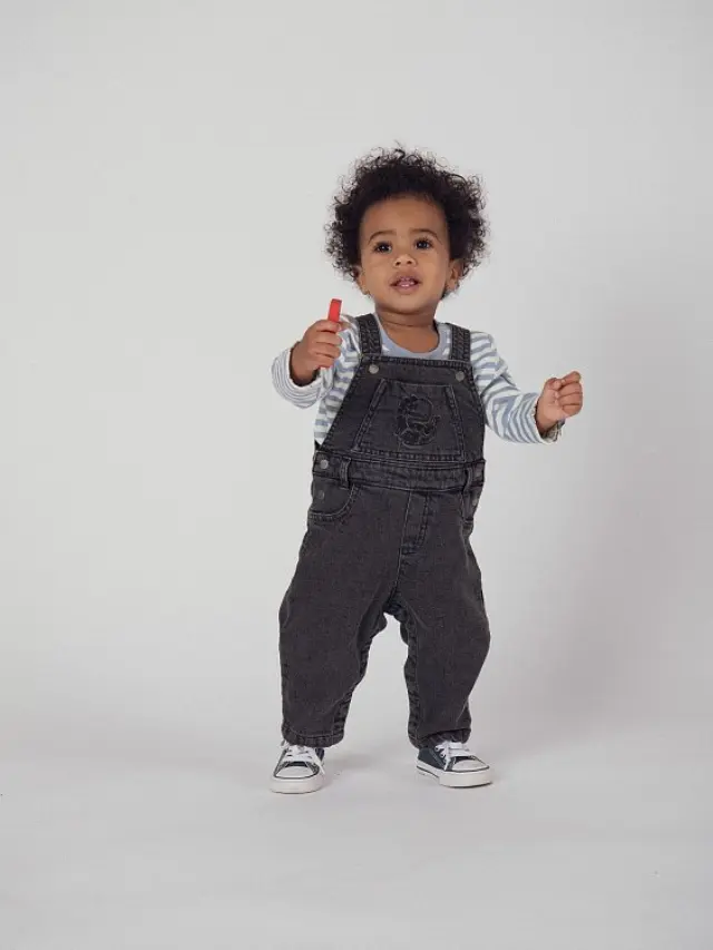 Βρεφική Σαλοπέτα για Αγόρια Denim Dinosaur ΓΚΡΙ 3