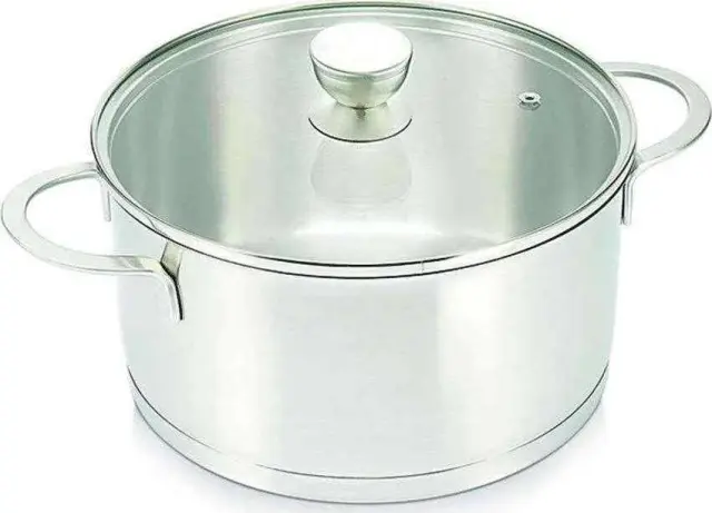 Cook Shop Κατσαρόλα Με Γυάλινο Καπάκι Ανοξείδωτη 24cm 5.2L - Silver