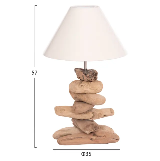 Επιτραπέζιο φωτιστικό Tygo Driftwood & λευκό καπέλο Φ35x57 εκ. 2