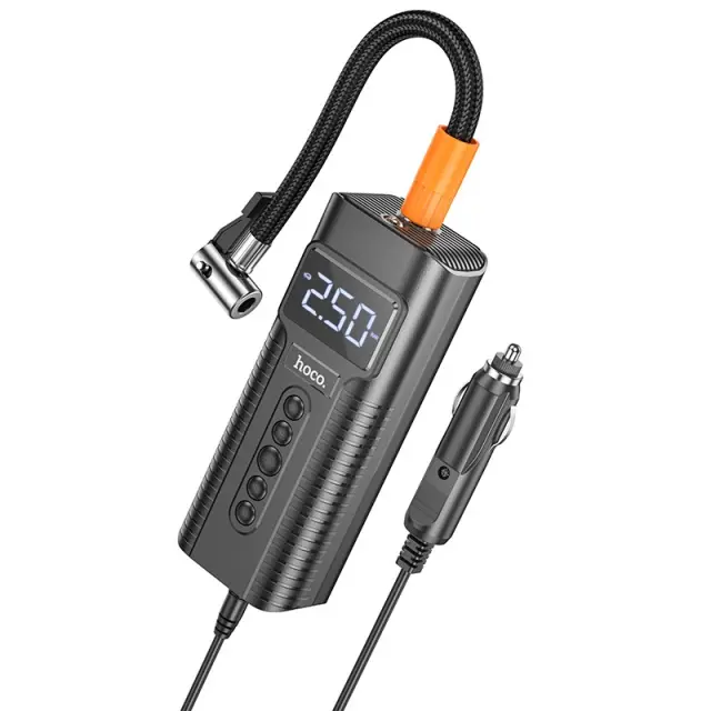 Smart Air Pump Hoco PH55 Roys 2.5 bar Πίεση Αέρα με Led Ένδειξη Λειτουργιών και Led Φακό Μαύρο