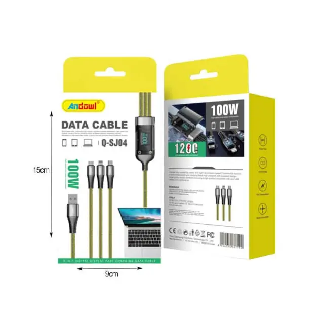 Andowl Καλώδιο δεδομένων 100w Usb-a Micro, Type-c, Lightning Q-SJ04 - Data Cable 617192 2
