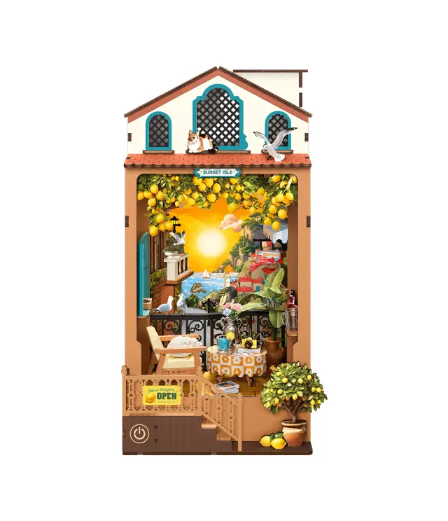 Robotime Rolife Sunset Isle DIY Book Nook Μεσογειακό Σοκάκι με LED Φωτισμό TGB18