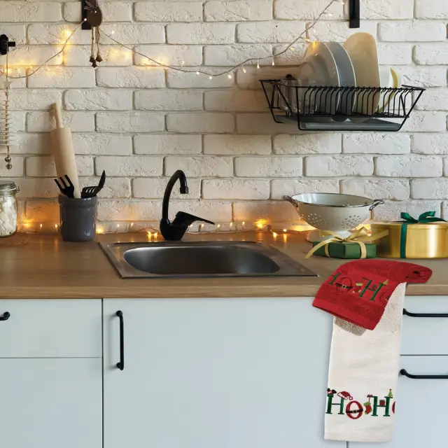 Xmas Ποτηρόπανα 40x60 Κόκκινο-Ιβουάρ 0706 Das Home 2