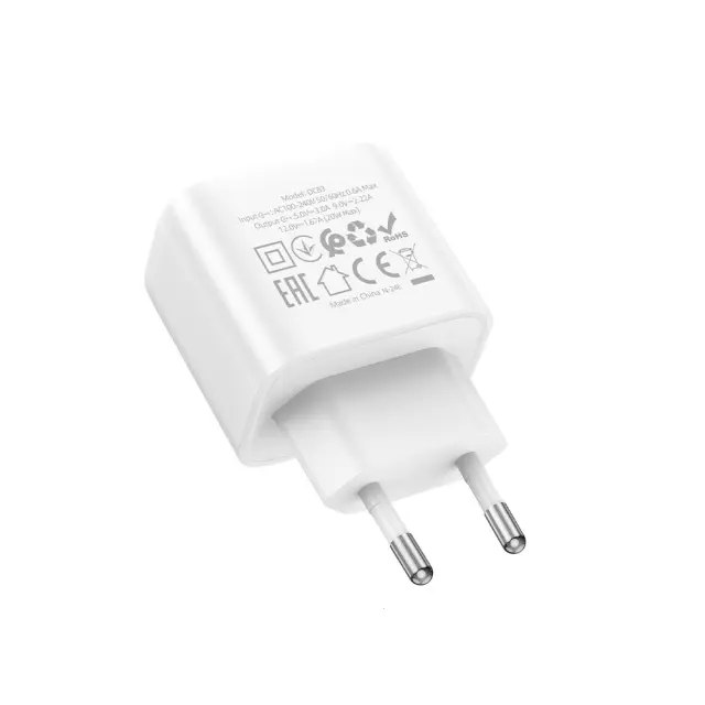 Φορτιστής Ταξιδίου Hoco. DC83 1xUSB-C PD20W QC Λευκός 3