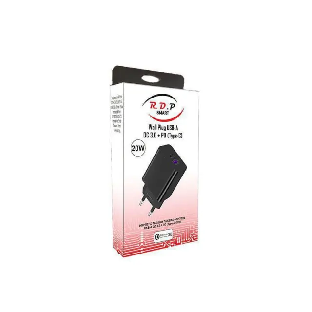 ΦΟΡΤΙΣΤΗΣ ΤΑΧΕΙΑΣ ΦΟΡΤΙΣΗΣ USB-A, QC3.0 + TYPE C, ΜΑΥΡΟΣ