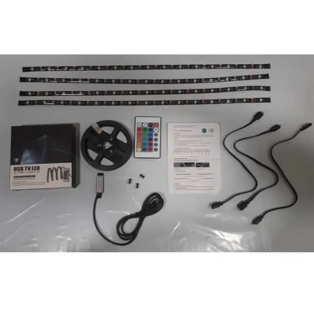USB TV Strip Light Ταινία LED Τροφοδοσίας USB (5V) RGB Μήκους 4x50cm και 60 LED ανά Μέτρο με Τηλεχειριστήριο Τύπου SMD5050 3