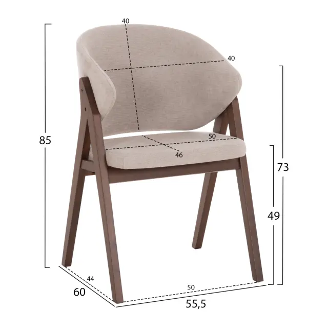 ΚΑΡΕΚΛΑ FB99746.11 RUBBERWOOD ΣΕ ΜΑΥΡΟ ΧΡΩΜΑ-ΓΚΡΙ ΥΦΑΣΜΑ 55,5x60x85Yεκ. 2