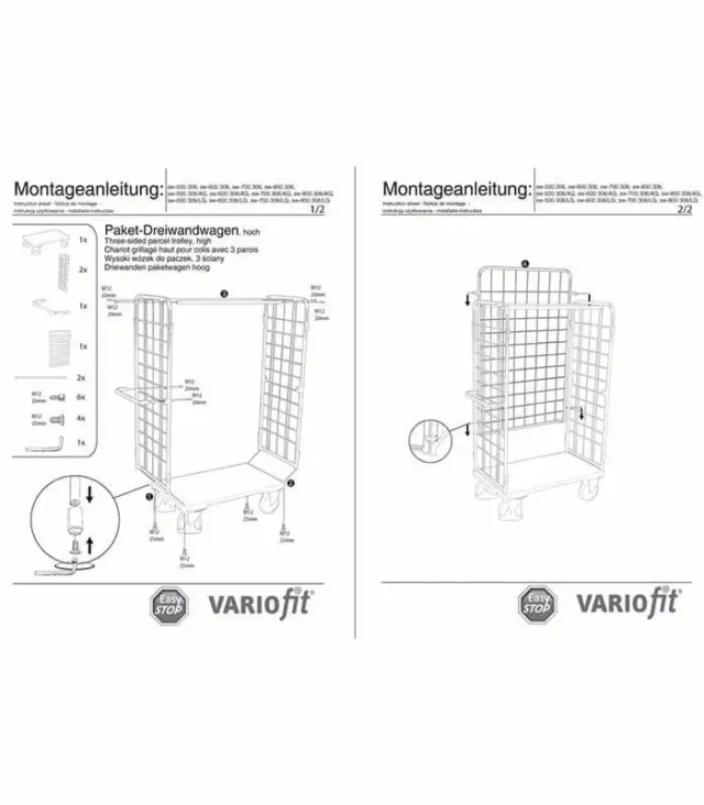 Variofit sw-500.306/AG Τρόλεϊ Μεταφοράς 3 Πλευρών για Φορτίο Βάρους ως 400kg 2