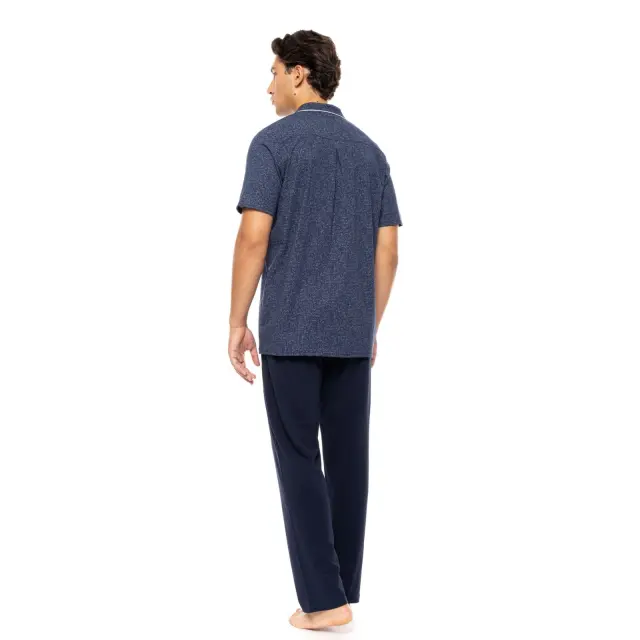 Ανδρική Πυτζάμα με κουμπιά S-M571 Deep Blue Τύπος Ulisse - L 3