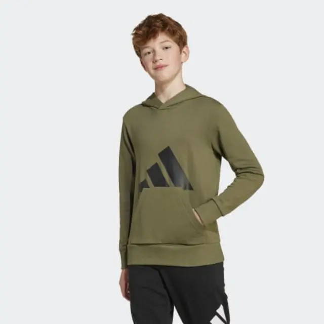 Adidas Sweatshirt with Hood and Pockets Green Essentials JC9675 - 128