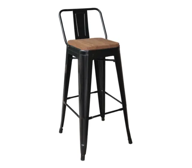 Σκαμπώ Bar RELIX Μέταλλο/Ξύλο Μαύρο/Δρυς Σκούρο 44x44 H.100cm