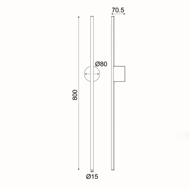 AVENUE-ΦΩΤΙΣΤΙΚΟ ΕΠΙΤΟΙΧΟ ΜΑΥΡΟ ΑΛΟΥΜΙΝΙΟΥ LED SMD 15W 3000Κ 970LM IP20 75Χ80Χ800ΜΜ / ZM16LEDW80BK 2