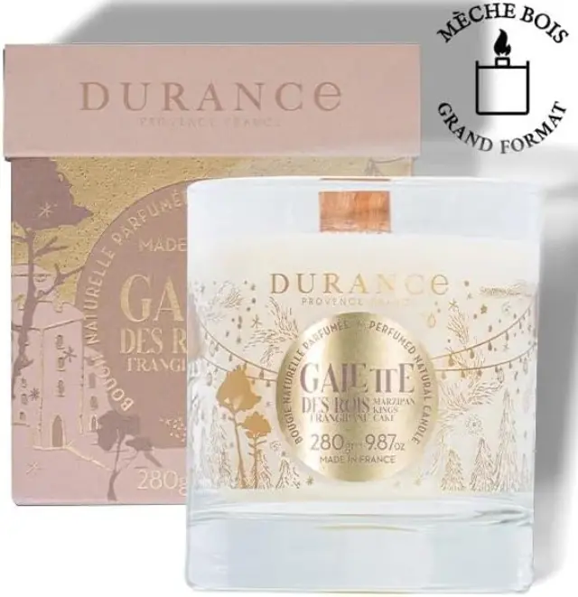 Durance Candle Kings Marzipan Cake Χριστουγεννιάτικο φυτικό κερί με άρωμα αμυγδάλου και ξύλινο φυτίλι 280 gr.