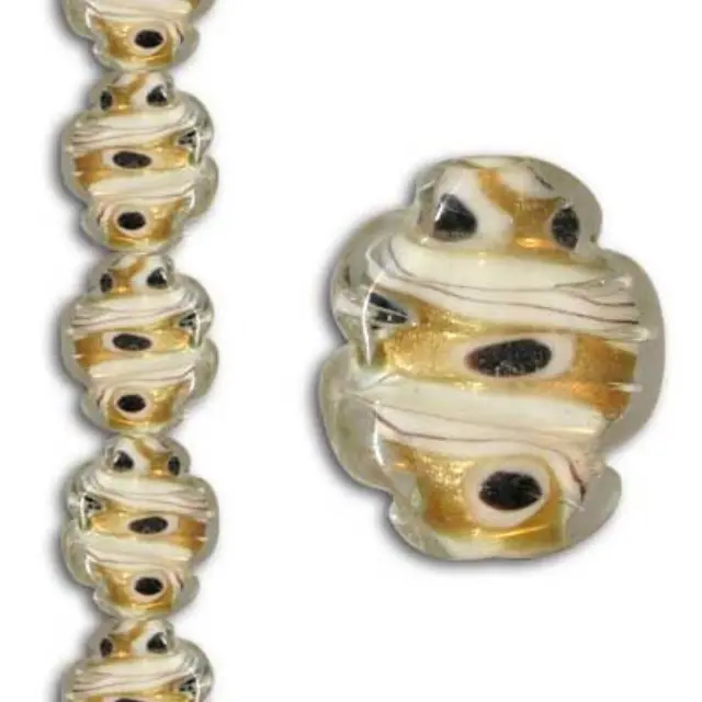 Χάντα Γυάλινη Swirl - White Metallic Cloud 26mm ~7τεμ