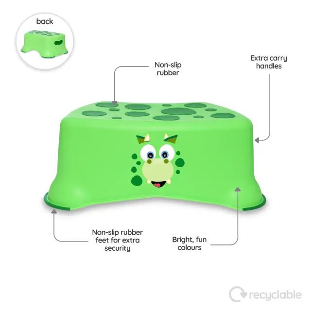MYCARRYPOTTY My Little Step Stool - Εκπαιδευτικό σκαλοπατάκι / Δεινοσαυράκι πράσινο 3