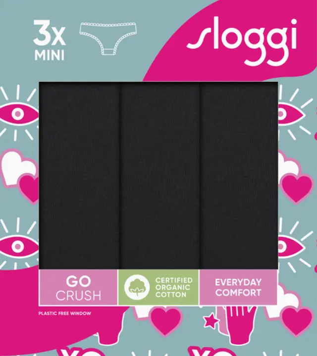 Sloggi Γυναικείο Slip GO Crush Mini - Τριπλό Πακέτο, Χρώμα Μαύρο