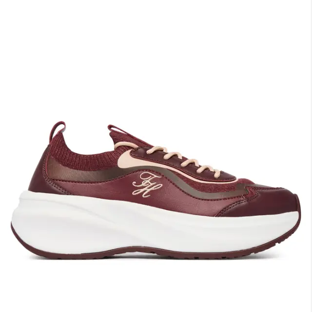 Γυναικεία Δερμάτινα Sneakers Tommy Hilfiger FW0FW09484-XUT Μπορντό Μπορντό - 38