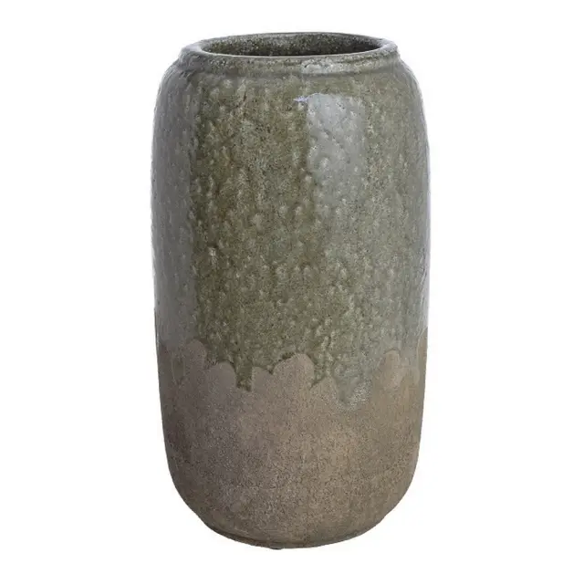 Βάζο κεραμικό vintage, καφέ-λαδί, Y44cm